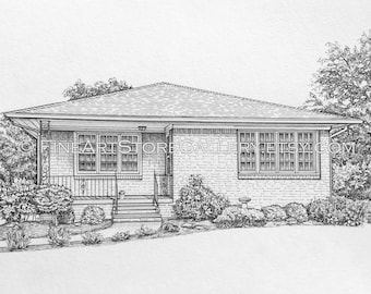 house warming gift custom house drawing Home drawn house portrait hand sketch Custom portrait house painting Our First Home gift