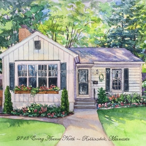 Custom House Portrait Hand Painted Watercolor Art Original Painting House Portrait watercolor Housewarming Gift Realtor gift