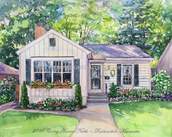 Custom House Portrait Hand Painted Watercolor Art Original Painting House Portrait watercolor Housewarming Gift Realtor gift
