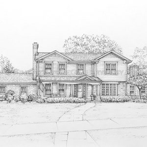 Custom Home Portrait House Drawing Black and White House Sketch From ...