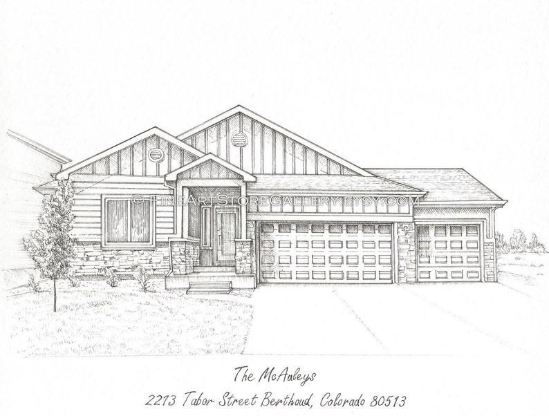 Watercolor Home Painting Custom House Portrait Watercolor Etsy