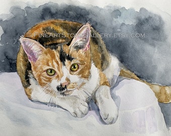 Custom Hand painted Pet portrait Custom Cat portrait Custom Dog Painting Watercolor Original Painting Cat art Pet Watercolor from photo