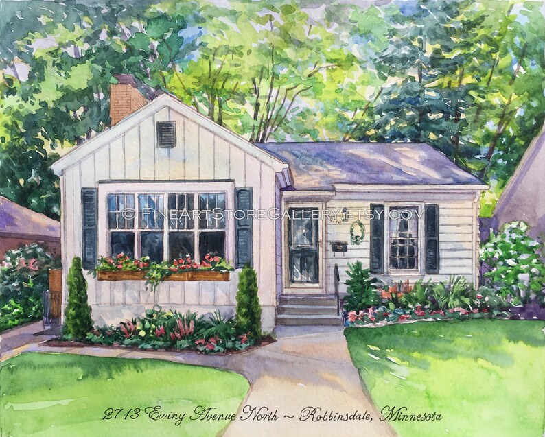 Custom House Portrait watercolor Painting Home housewarming gift painting family heirloom house sketch Gift for Parents Mothers Day gift