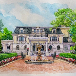 First Date Venue Watercolor Portrait | Custom Couple Watercolor Venue Drawing | Venue Keepsake Art | Couple Gift Portrait