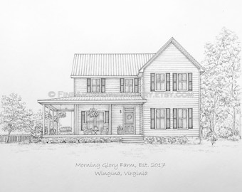 custom house drawing Home drawn house portrait hand sketch architectural illustration Custom portrait house warming gift