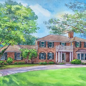 Custom House Portrait watercolor Painting Home house warming gift personalized painting family heirloom Custom House drawing from photo
