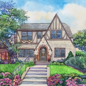 House sketch Custom House Portrait watercolor Home Painting from photo housewarming gift hand drawn house sketch house drawing