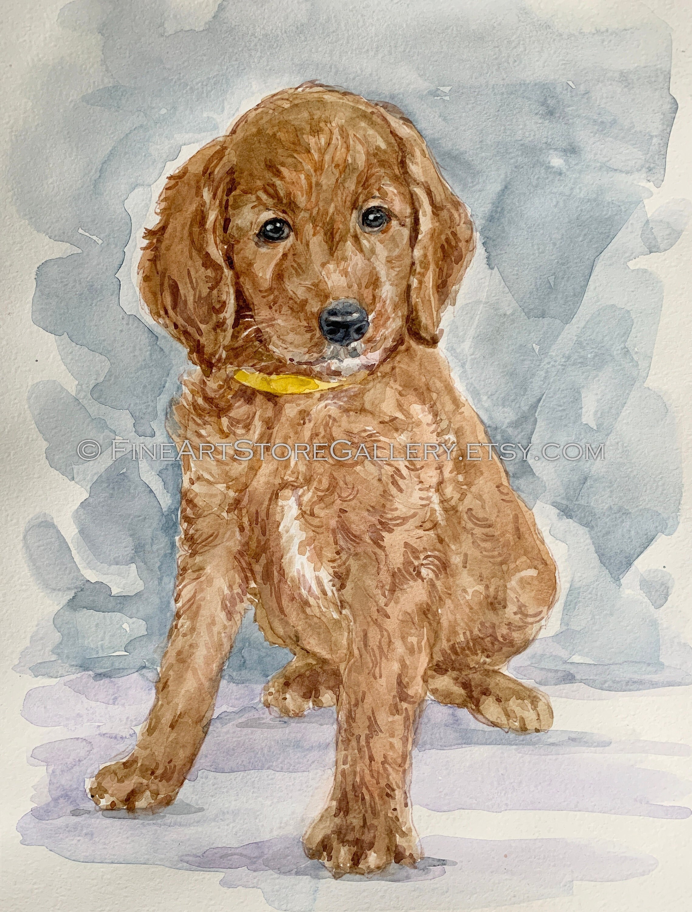 Custom Watercolor Pet Portrait: Hand-painted Dog Memorial Art - Etsy