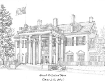 custom house drawing Home drawn house portrait hand sketch architectural illustration Custom portrait house painting house warming gift