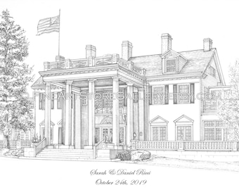 custom house drawing Home drawn house portrait hand sketch architectural illustration Custom portrait house painting house warming gift