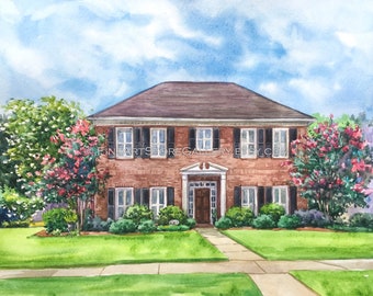 Watercolor home painting, Custom House Portrait, Watercolor art, Watercolor House Portrait, House Moving Gift, House Painting from Photo