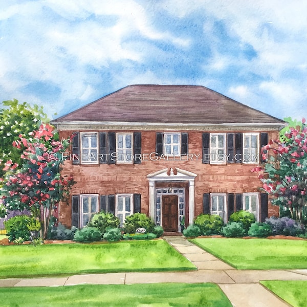 Watercolor home painting, Custom House Portrait, Watercolor art, Watercolor House Portrait, House Moving Gift, House Painting from Photo