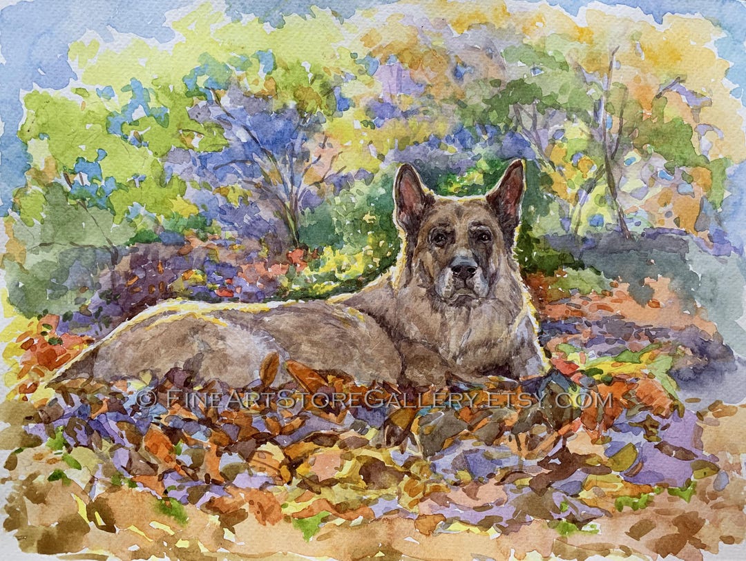 Custom Watercolor Pet Portrait: Hand-painted Dog Memorial Art - Etsy