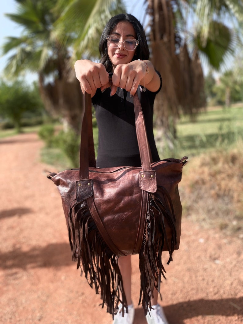 Leather Fringe Purse Leather Fringe Bag Boho Purse Shoulder Etsy