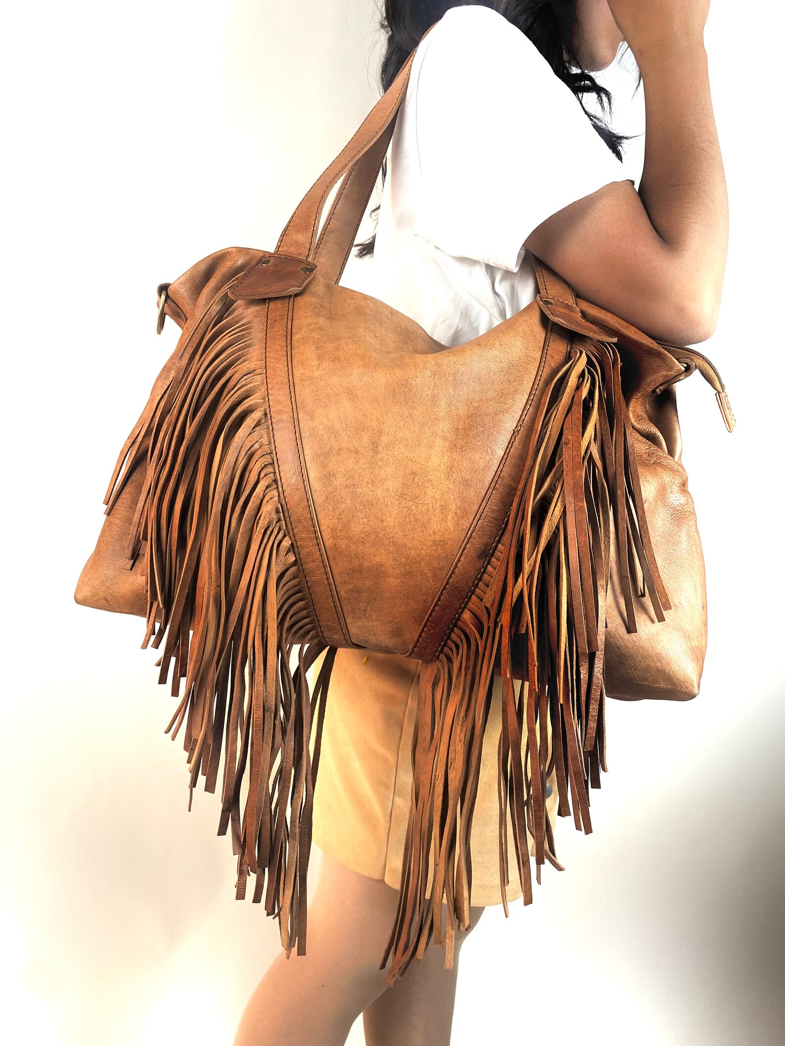 Leather Western Fringe Bag Fringe Purse Leather Boho Etsy