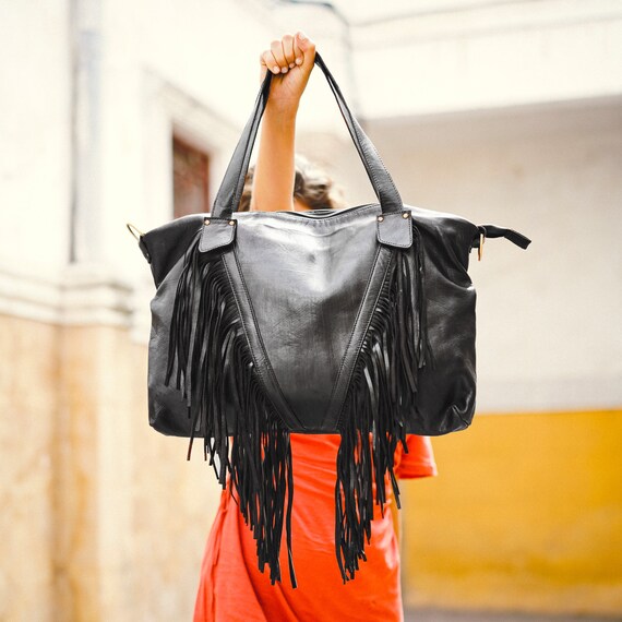 Leather Fringe Purse Fringe Shoulder 