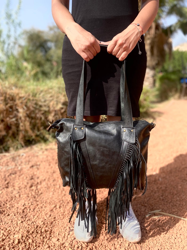 Fringe Crossbody Bag Leather Shoulder Bag Leather Fringe Etsy