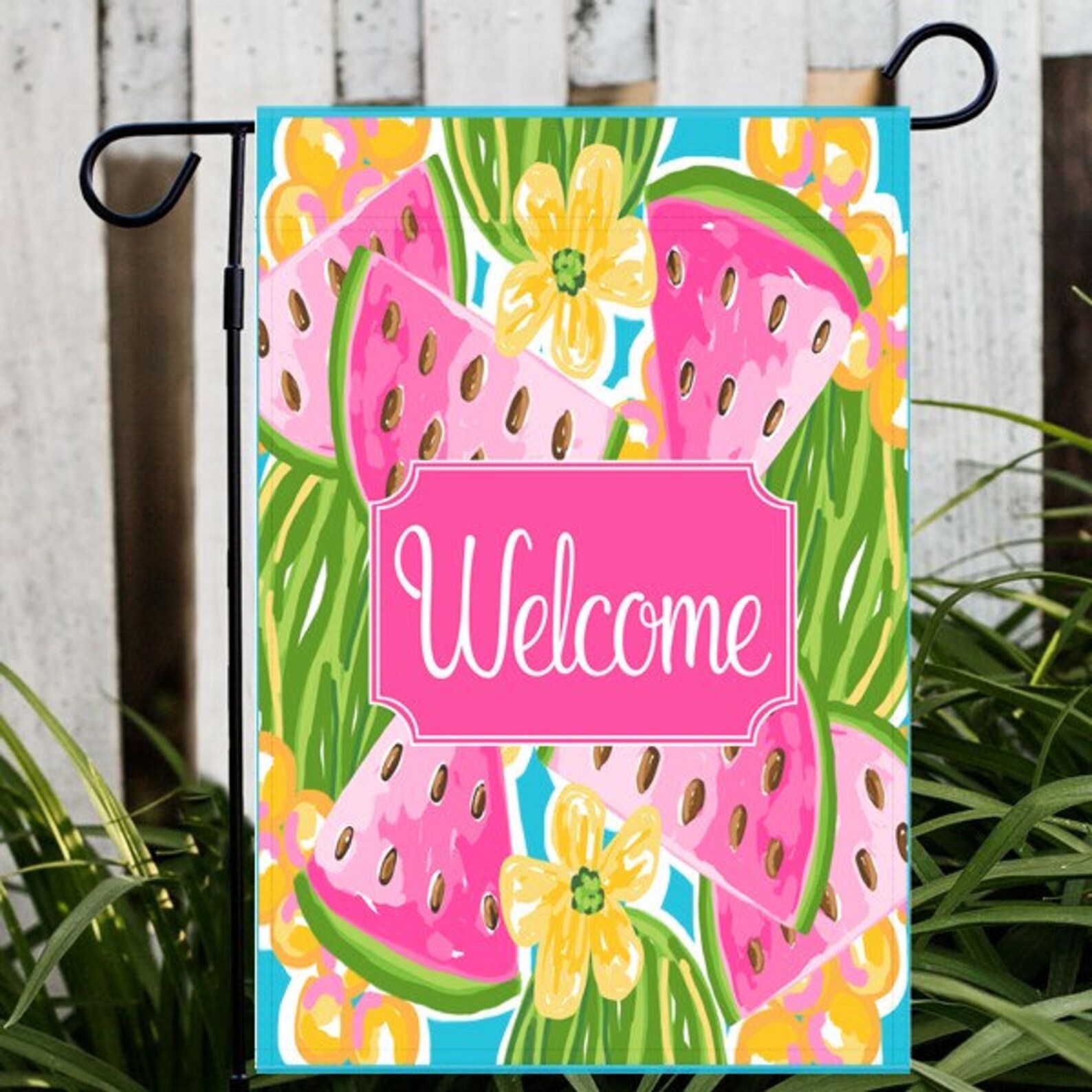 Personalized Watermelon Flag Garden or House Flag Family Etsy