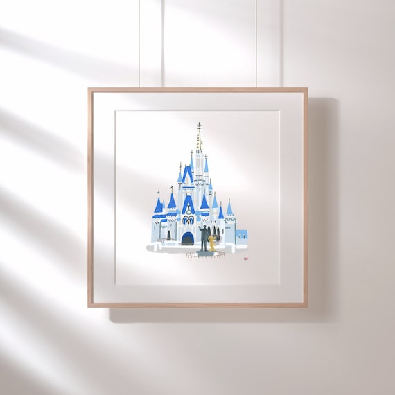 シンデレラ城のアートプリント：魔法の王国のイラスト - Etsy 日本