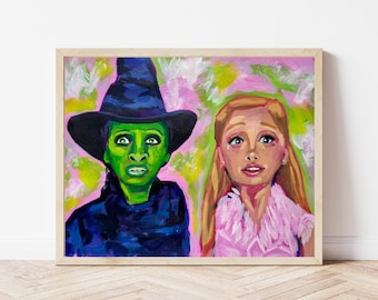 Boze kunstafdruk: schilderij Elphaba en Glinda
