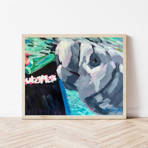 Manatee Art Print, Florida Manatees, Crystal River Florida, Florida Springs Painting