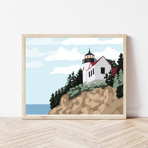 Acadia National Park, Bar Harbor Lighthouse, Maine Lighthouse, New England Art Print, Bar Harbor Art Print