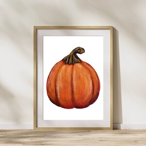 Pumpkin, Pumpkin Art, Pumpkin Print, Fall Home Decor, Fall Artwork, Autumn Art Print