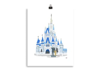 シンデレラ城のアートプリント：魔法の王国のイラスト - Etsy 日本