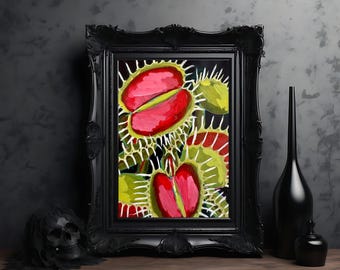 Impressão Giclée de armadilha para moscas de Vênus: decoração de arte gótica peculiar