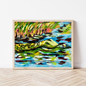 Alligator Art Print: Impressionist Florida Everglades Wall Decor