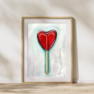 Valentines Day Art Print, Lollipop Art Print, Candy Painting, Kitchen Artwork, Valentines Wall Decor