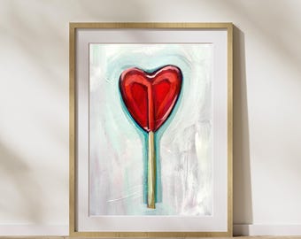 Herz Lollipop Kunstdruck: Valentinstag Malerei