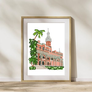 University of Tampa, Spartans UT, UTampa, Tampa Bay Illustration, Tampa Bay Hotel Art, Dorm Art, Plant Hall Artwork, UTampa Grad Gifts