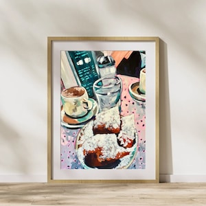 Cafe du Monde, Cafe au Lait and Beignets Art, NOLA, New Orleans Art Print