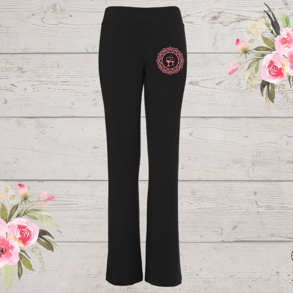 Women's Wine & Yoga Pant - Cute Wine Apparel - Cute Yoga Pants - Wine and Yoga Clothes - Funny Yoga Pants - Flared Leg Yoga Pants