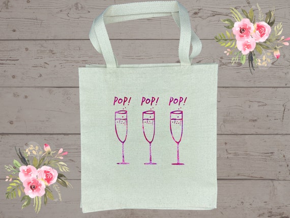 Champagne Tote Bag Wine Tote Cute Shopping Bag Beach Tote Wine