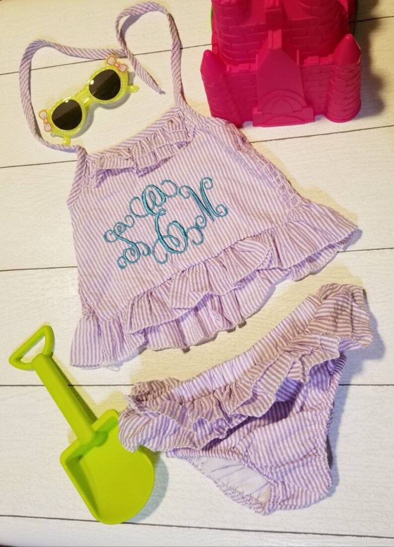 Toddler Seersucker Fabric Bathing Suit Monogrammed/ Personalized Etsy