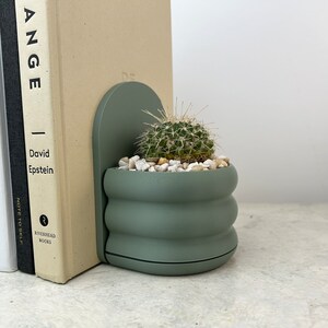 Bubble Bookend Planter in Olive with Drainage and Tray | Boho Home Décor | 3D Printed Gift | Succulent and Cactus Pot