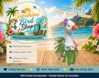 Mini Goose Accessory - Luau Outfit - Mini Grass Skirt and Plumeria Flower