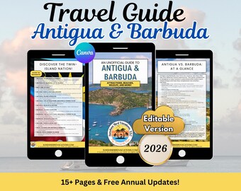2026 Editable Antigua and Barbuda Travel Guide Client Handout for Travel Advisors (Canva Template)