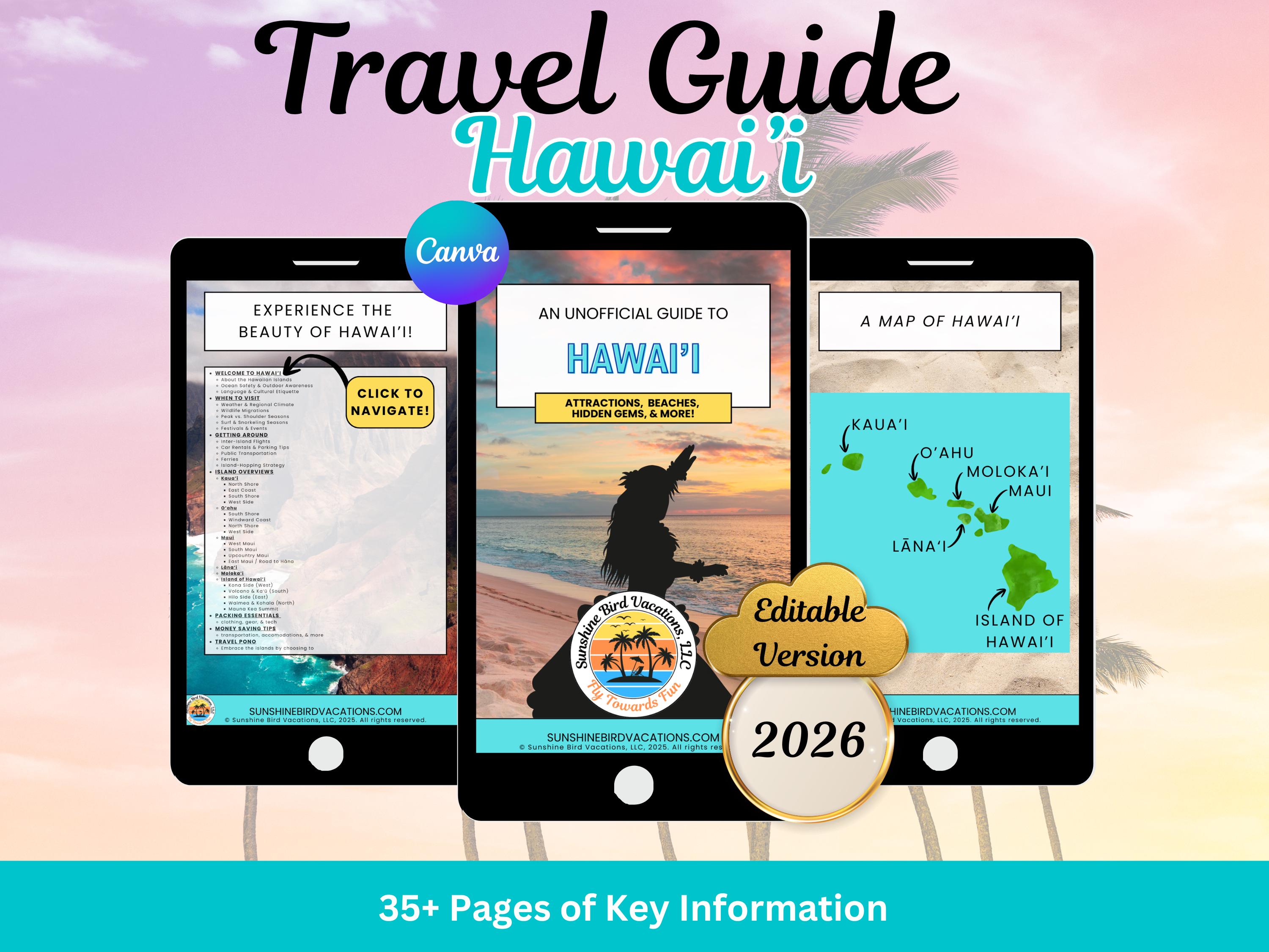 2026 Editable Hawaii Travel Guide, Travel Advisor Client Handout Canva ...