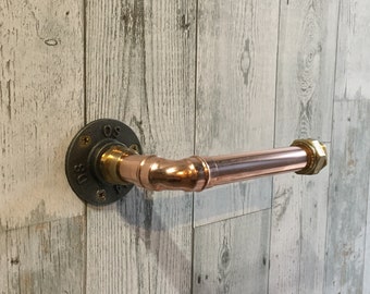 Copper Pipe Mounted Toilet Roll Holder + Fixings (3 Designs both in 15mm or 22mm) Rustic / Industrial Style