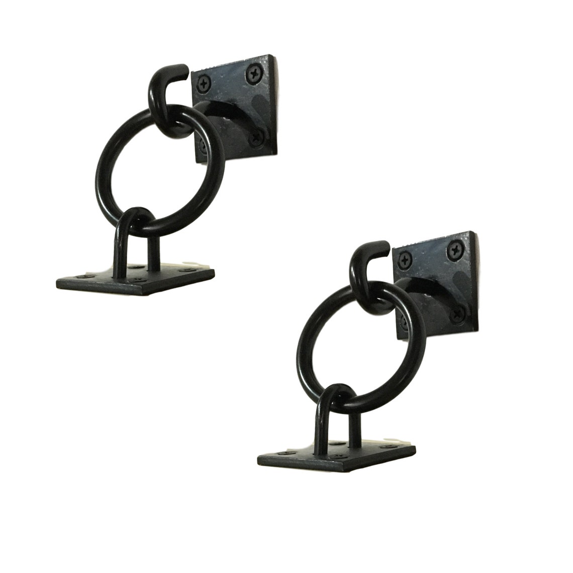 2 X Black Rustic Industrial Hook And Ring Floating Shelf Etsy