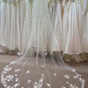 3D Multicoloured Butterfly and Flower Single Tier Veil