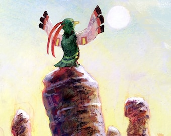 Xatu Pokémon Mystery Dungeon Art Prints | Epic Pokemon Fan Art, Red Blue Rescue Team, Gamer Gift, Landscape Wall Art