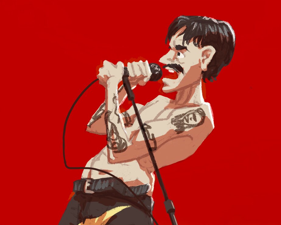 Anthony Kiedis Red Hot Chilli Peppers Poster | rhcp concert poster, rock band wall art, rhcp gift, 90s music gift