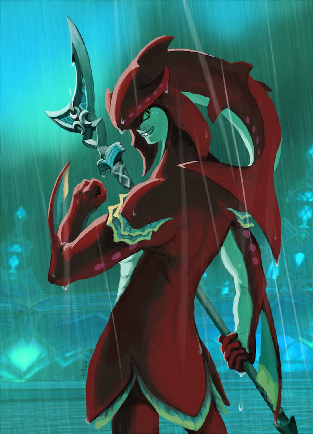 Prince Sidon Breath of the Wild Poster Zelda Poster, Zelda Gift, Video Game Poster, Legend of