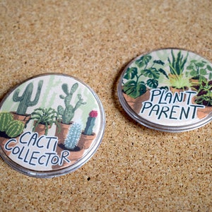 Plant Ouder &Cactussen Collector Button Pins | plant ouderschap, cactus pin, plant mama, cactus lover cadeau, plant moeder pin, sappige pin