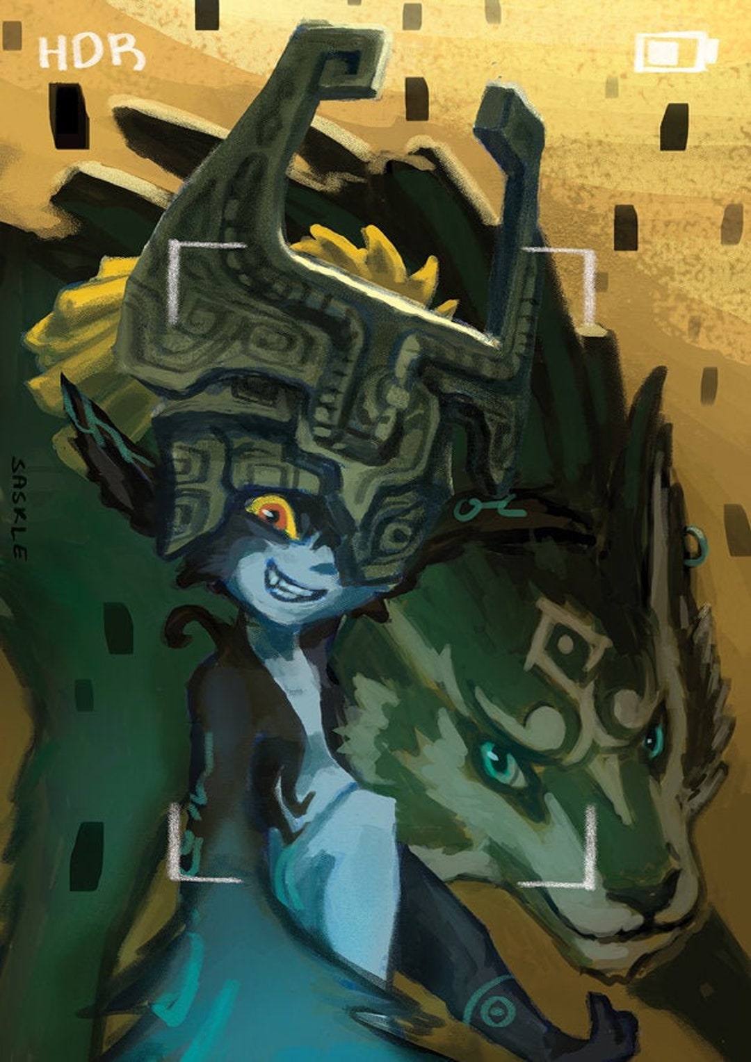 Imp Midna & Wolf Link A2 Poster Legend of Zelda Fan Art, Twilight Princess, Midna Art Print