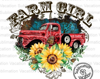 Farm Girl PNG, Farm Truck PNG, Farm Girl Vintage Truck PNG, Vintage Truck Design, Vintage truck download